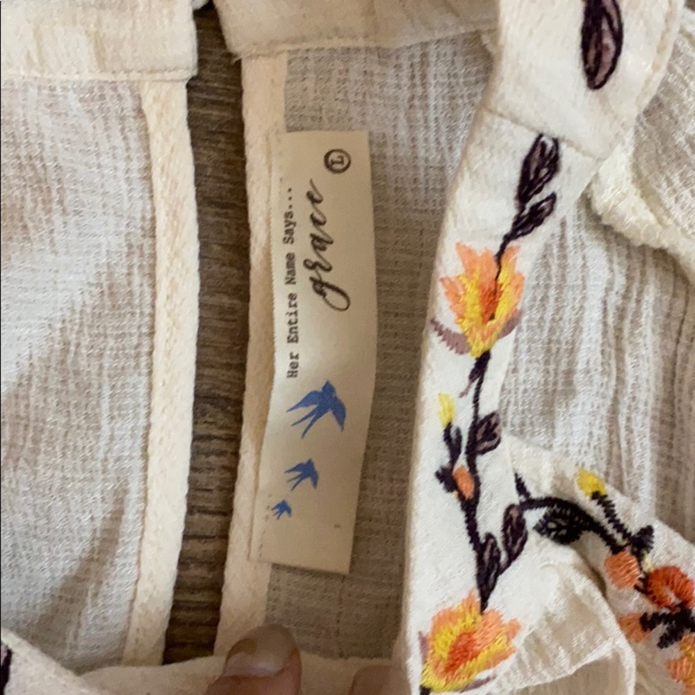 Anthropologie Floral Embroidered  Mini Dress L - Picture 3 of 7
